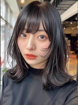 レヴ 草加店(LEV.) 外ハネブルーブラックワイドバング