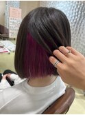 インナーカラー　イヤリングカラー　ビビットピンク