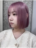 ハイトーンカラーミディアムレイヤーカットピンクラベンダーボブ