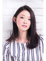 美容室 アモール(amor) 前髪なし　切りっぱなしワンレン 鎖骨でおさまる黒髮ヘア