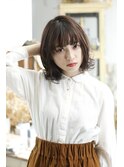 【kimi自由が丘】グレージュ斜めバングモードレトロウェーブ