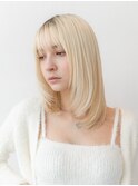 レイヤーカット/小顔/顔周りレイヤー/前髪/ブリーチダブルカラー