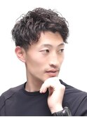 メンズビジネスツーブロックツイストスパイラルパーマ黒髪理容室