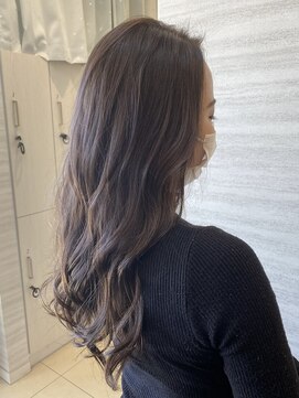 プラス ファースト ヘア(Plus 1st) ラベンダーブラウン×ブリーチ無しカラー×ウェーブ巻き