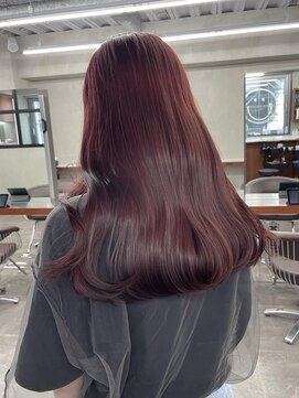 ニコ トウキョウ 渋谷(nico TOKYO) ダブルカラーチェリーレッドピンクブラウン韓国レイヤーロング