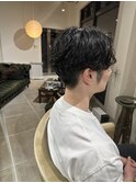 メンズセンターパート×スパイラルパーマ