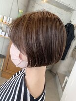 カーフ アオゾラヘアー 光の森2号店(calf AOZORA HAIR) 前下がりショートボブ フェイスレイヤー ショコラブラウン