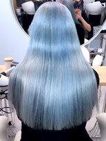 プネル 渋谷(PUNEL)&nbsp;ペールブルー 水色ロング 寒色カラー　ケアブリーチ２回