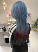 クラゲヘア　ハイトーンデザインカラー　裾カラー　【杉若】