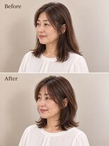 aptas 青山/表参道 白髪染め/白髪ぼかしハイライト/ボリュームアップエクステ&nbsp;50代の大人くびれレイヤー｜表参道・青山