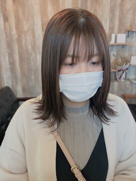 アルム(hair salon Alum) 『 グレー×ベージュ☆　切りっぱなしミディアムスタイル 』