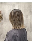 高明度コントラストバレイヤージュ耳掛け透明感