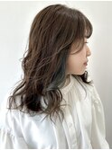 【FOLK】透明感インナーブルーグレー☆似合わせゆる巻きロング♪