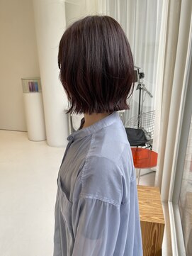 ハイブ 金沢(Hive) ボルドーカラーぷつっとカットタッセルボブ切りっぱなし