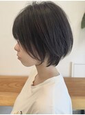 小顔カットショートボブ大人可愛いアッシュオリーブ