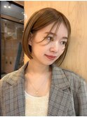 ミニボブ切りっぱなしウザバング似合わせカットダブルカラー小顔