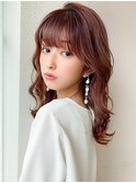 シャギーレイヤー韓国ワンホンヘアシースルーぱっつん前髪