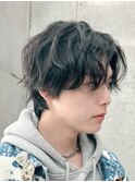 men's/メンズ/フェザーパーマ/ニュアンス/ブルーブラック/黒染め