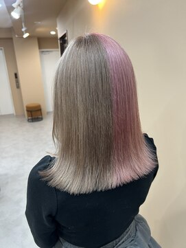 ムード(mood) ツートーン/ミルクティー×ピンク/ブリーチ/デザインカラー