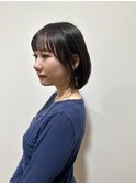 ひし形レイヤーボブ/曲がる縮毛矯正/ダークブルー/小顔ボブ