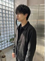 メンズフィグ 西宮(Men's fig)&nbsp;韓国マッシュフェザーパーマニュアンスパーマセンターパート黒髪