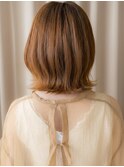  透明感ハイトーンカラーネオウルフカットくびれボブ20代30代W