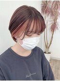 ショートヘア×ハイインナーピンク