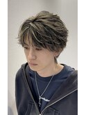 フェザーパーマショートセンターパートマッシュメンズ眉毛仙台