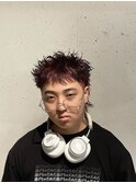 スパイキーショート エンドカラー レッド&ブラック