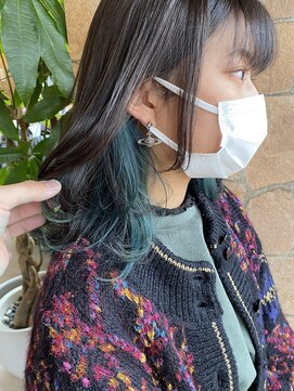 リンイチマルサン(Lin.103) インナーカラー×ターコイズブルー