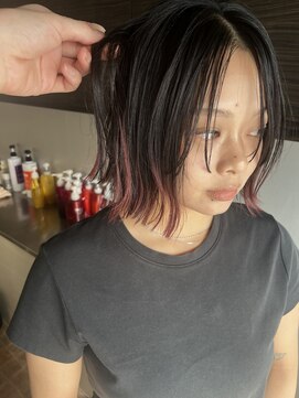 ログ 高松木太店(Log) パツっとワンレンボブ×デザインカラー/高松