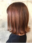 髪質改善ミディアム外はねブラウンカラー30代40代