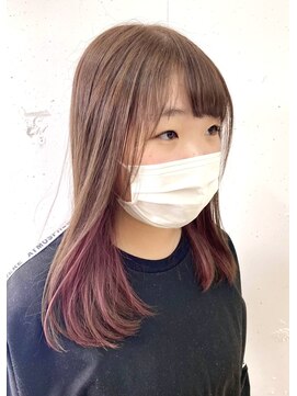 ヴェイン 渋谷(vain) ミルクティベージュ インナーピンク ワンカールミディアム