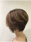 髪質改善 前下がりショートボブ ハイライト