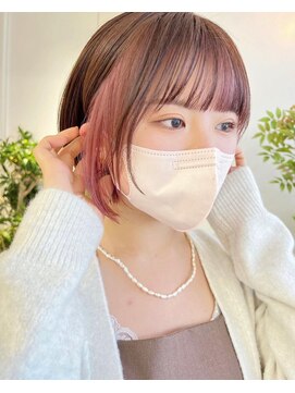 ロット 横浜(lot) レイヤーショート×ヘムライト×ピンクアッシュ[横浜駅]