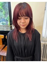 コラン 中目黒(collan) ワインレッドセミロングレイヤースタイル