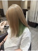 ハイトーン20代30代40代50代小顔◎グリーンインナーカラー
