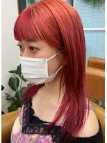 グラスペディア(graspedia)&nbsp;ハイトーン/ビビッドカラー/オレンジレッド/ワイドバング/艶髪