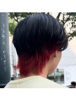 men's salon Gaudi 池袋店【メンズサロン ガウディ】 レッドインナーカラー×メンズウルフカット