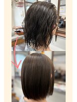 ピースワークス(Peace Works) 酸性ストレート+カラーリタッチ+髪質改善トリートメント+カット