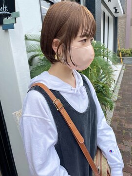 メルト 吉祥寺(melt) 大人可愛い小顔ミニボブ前下がりブリーチなしベージュカラー