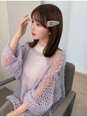 おフェロベージュミディアムロブ_ダークアッシュチェリー