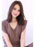 ココアブラウンの外ハネミディ