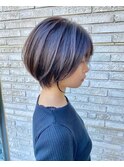 大人可愛い丸みショート シアーカラー ショートボブ 似合わせ