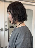 ボブパーマショートパーマ簡単スタイリング黒髪ボブ