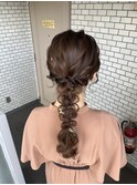 編みおろし ゆるふわヘアセット ヘアセット 参列ヘア デートヘア