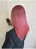 ブリーチデザイン　ダブルカラー　ペールピンク　チェリーレッド