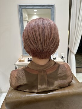 フレーム へアアンドトリートメント 天王寺北口店(FRAME) 前下がり柔らかいピンクベージュボブ