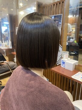 サンドレオ 新宿店(sand Leo) 顔周りカット/縮毛矯正/ダークブラウン/コーラルピンク