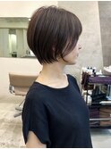 透明感カラー ボブ 前髪 ショート カラー ブリーチ&カラー
